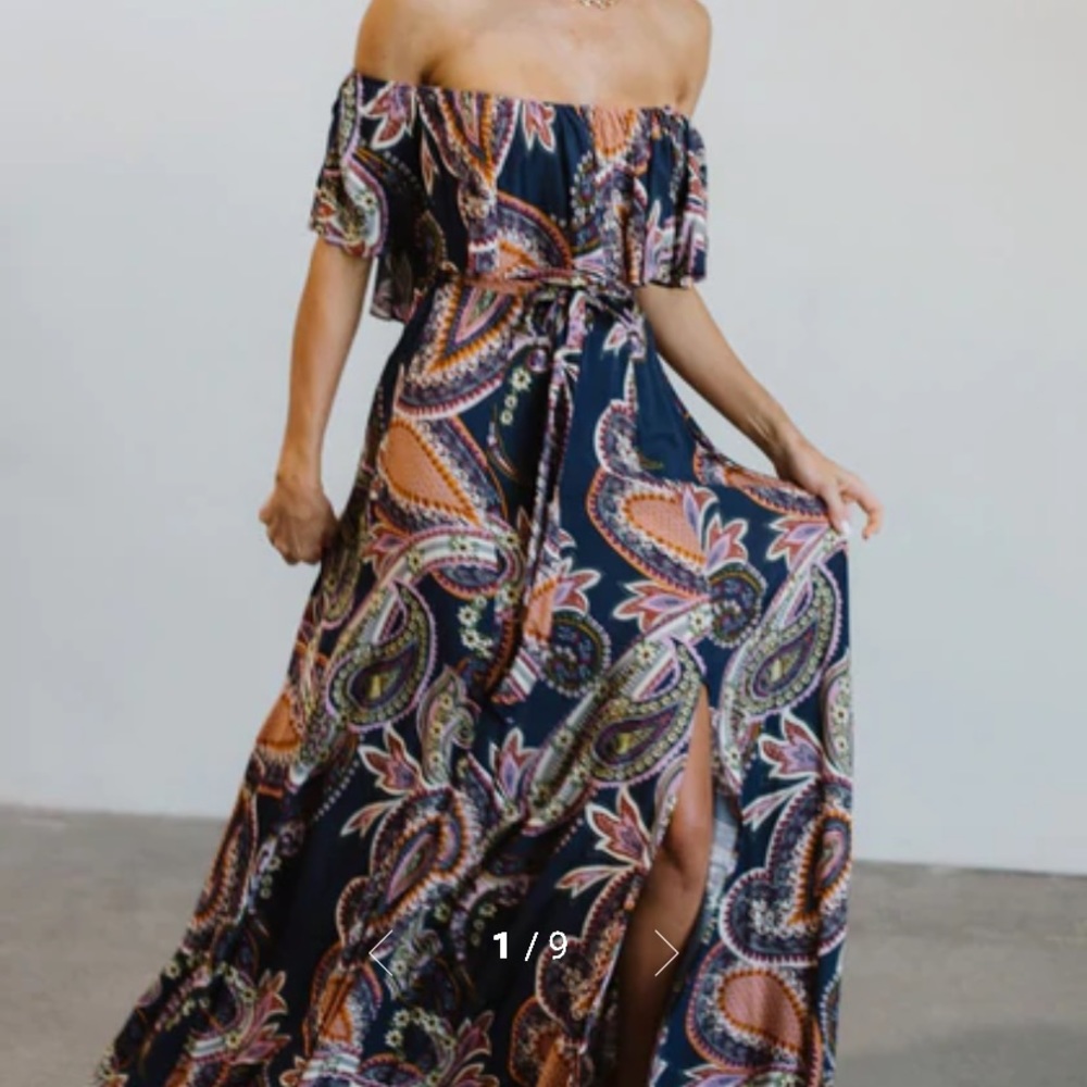 Baltic Born Rhonda Dark Blue Paisley Print Maxi